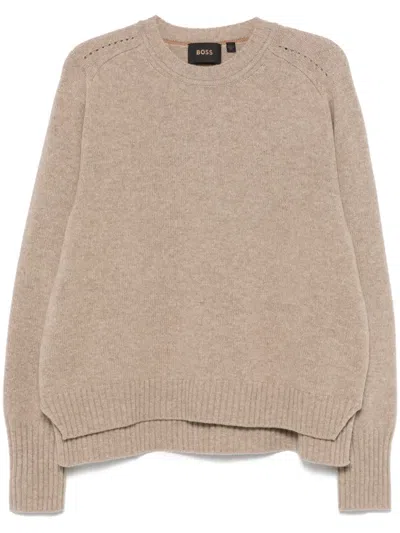 Hugo Boss Crew-neck Jumper In Brown
