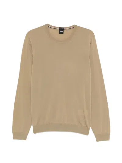 Hugo Boss Crew-neck Sweater In Brown