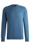 Hugo Boss Crew-neck Sweater In Cotton And Cashmere With Logo In Blue