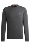 Hugo Boss Crew-neck Sweater In Cotton And Cashmere With Logo In Gray