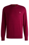 Hugo Boss Crew-neck Sweater In Cotton And Cashmere With Logo In Red