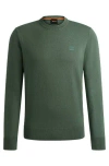 Hugo Boss Crew-neck Sweater In Cotton And Cashmere With Logo In Green