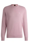 Hugo Boss Crew-neck Sweater In Cotton And Cashmere With Logo In Pink