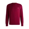 Hugo Boss Crew-neck Sweater In Cotton And Cashmere With Logo In Red