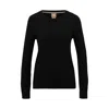Hugo Boss Crew-neck Sweater In Merino Wool In Black