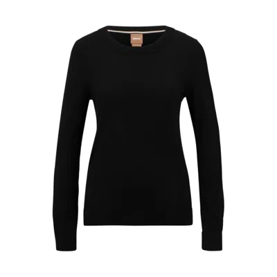 Hugo Boss Crew-neck Sweater In Merino Wool In Black