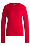 Hugo Boss Crew-neck Sweater In Merino Wool In Red