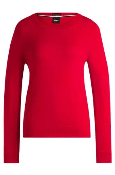 Hugo Boss Crew-neck Sweater In Merino Wool In Red
