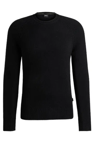 Hugo Boss Crew-neck Sweater In Pure Cashmere In Black