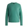 Hugo Boss Crew-neck Sweater In Stretch Fabric In Green