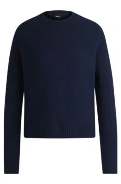 Hugo Boss Crew-neck Sweater In Stretch Fabric In Light Blue