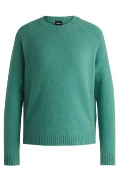Hugo Boss Crew-neck Sweater In Stretch Fabric In Light Green