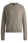 Hugo Boss Crew-neck Sweater In Stretch Fabric In Light Grey