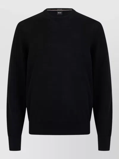 Hugo Boss Crew Neck Sweater Long Sleeves Relaxed Fit In Yellow