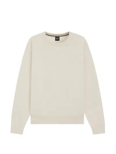 Hugo Boss White Cotton Sweatshirts In Neutral