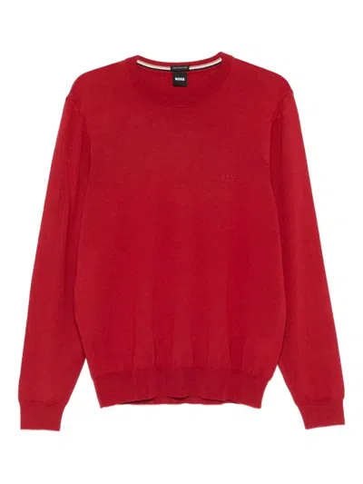 Hugo Boss Crew Neck Sweater In Red