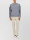 Hugo Boss Crew Neck Sweater Ribbed Cuffs In Gray