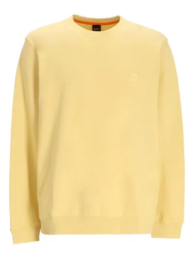Hugo Boss Crew-neck Sweatshirt In Yellow