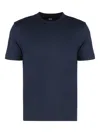 Hugo Boss Ribbed Collar Crew Neck T-shirt With Side Slits In Blue