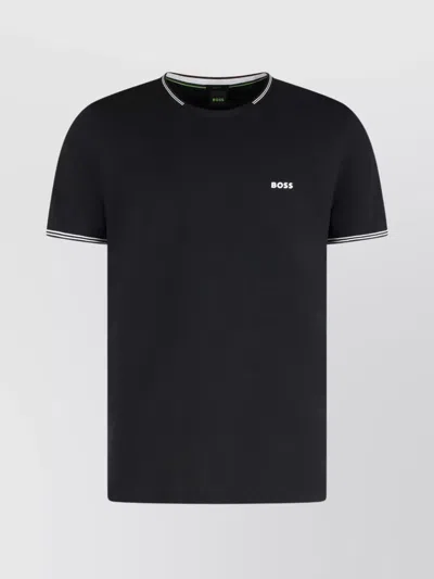 Hugo Boss Crew Neck T-shirt Contrast Trim In Black