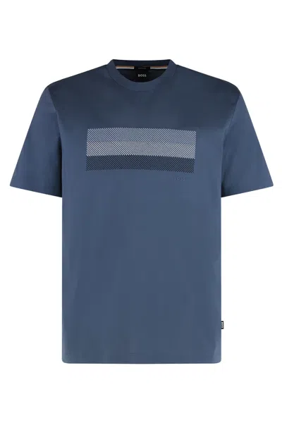 Hugo Boss Crew Neck T-shirt In Cotton In Blue