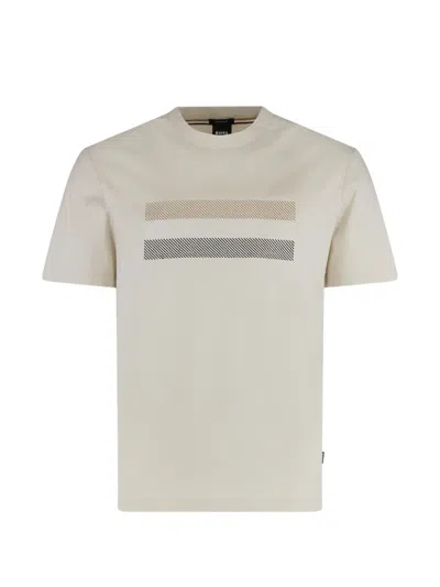 Hugo Boss Boss C Taut 10 Mercerised T Shirt Beige In Multi