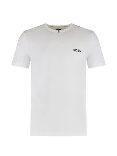 Hugo Boss Slim Fit Crew Neck T-shirt With Back Stripe Detail In White