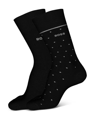 Hugo Boss Crew Socks, Pack Of 2 In Black
