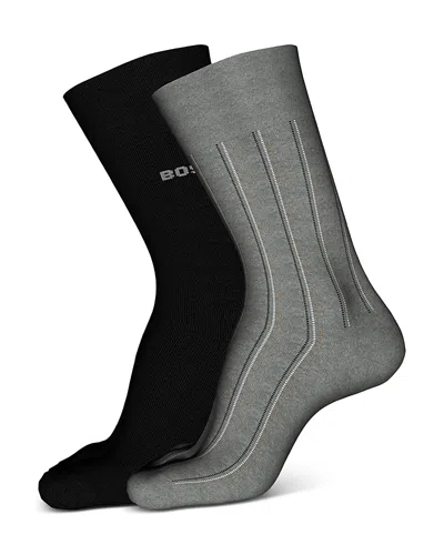 Hugo Boss Crew Socks, Pack Of 2 In Mediun Grey