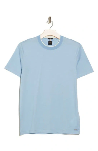 Hugo Boss Boss Crewneck Cotton & Silk T-shirt In Light Blue