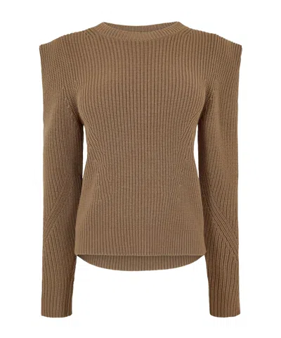 Hugo Boss Crew-neck Knit Sweater In Brown