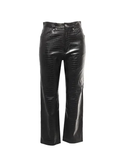 Pre-owned Hugo Boss Croc-embossed Straight-leg Trousers In Black