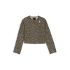 Hugo Boss Cropped Biker Jacket In Leopard Jacquard In Green