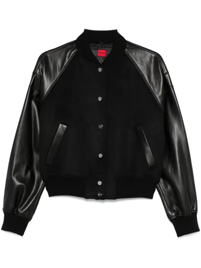 Hugo Boss Cropped Bomber Jacket In Black