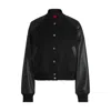 Hugo Boss Cropped Bomber Jacket With Faux-leather Sleeves In Black
