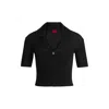 Hugo Boss Cropped Cardigan With Sheer Crochet Structure In Black