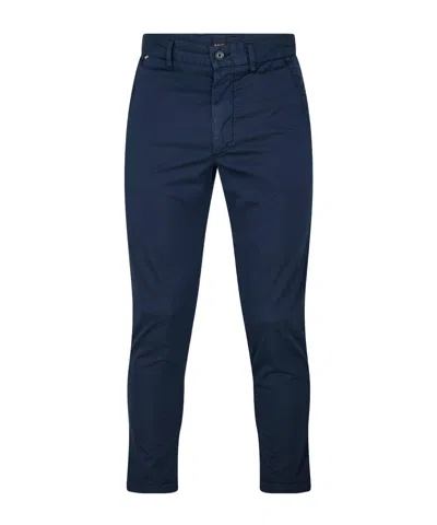 Hugo Boss Cropped Casual Trousers In Blue