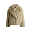 Hugo Boss Boss Curmeta Faux Fur Jacket In Beige