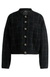 Hugo Boss Cropped Jacket In Sparkle Tweed With Feature Buttons In Black