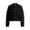 Hugo Boss Cropped Jacket In Sparkle Tweed With Feature Buttons In Black