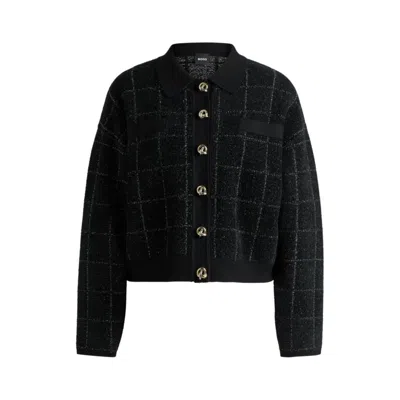 HUGO BOSS CROPPED JACKET IN SPARKLE TWEED WITH FEATURE BUTTONS