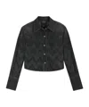 Hugo Boss Cropped Regular-fit Blouse In Crystal-embellished Denim In Black