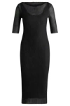 HUGO BOSS CROPPED-SLEEVE DRESS IN PLISS TULLE