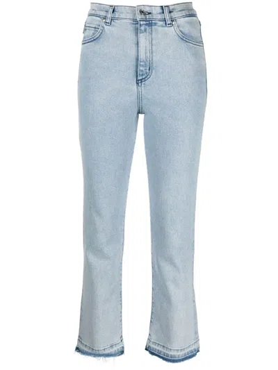 Hugo Boss Cropped Straight-leg Jeans In Turquoise