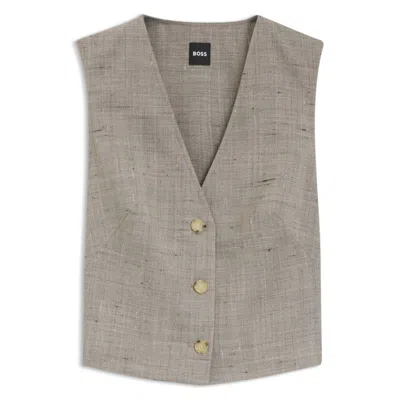 Hugo Boss Cropped Waistcoat In A Wool Blend In Multi
