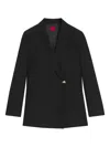 Hugo Boss Cross-over Detailed Blazer In Black