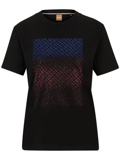 HUGO BOSS CRYSTAL-EMBELLISHED MONOGRAM T-SHIRT
