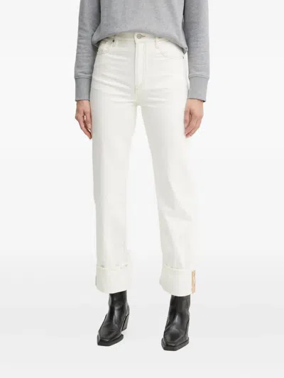 Hugo Boss Cuff-detail Straight-leg Jeans In Neutral