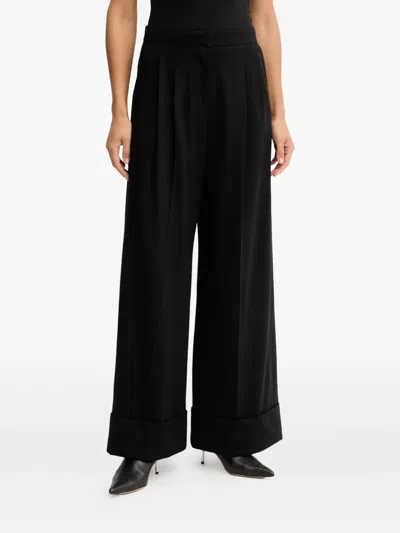 Hugo Boss Cuffed-hem Trousers In Black