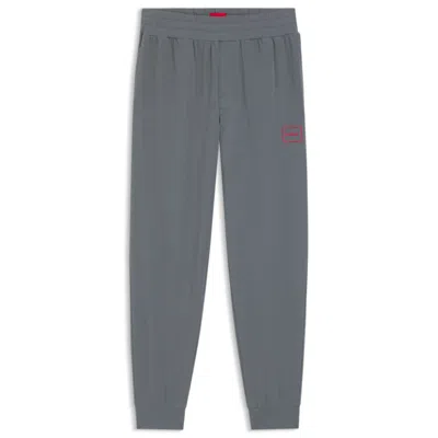 Hugo Boss Cuffed Loungewear Pants In Stretch Cotton With Logo Print In Multi